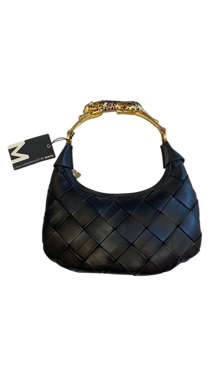 Lola Casademunt Braided Half Moon Bag Leopard Handle