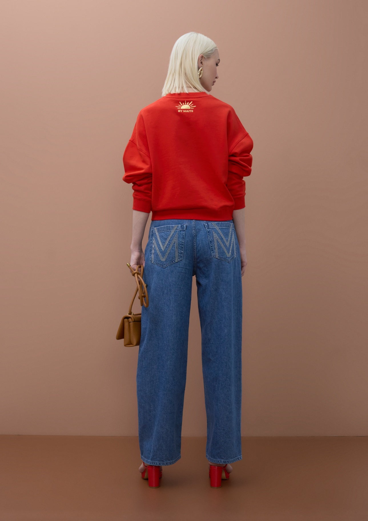 Lola Casademunt Crew Neck Fleece Sweatshirt with 'Good Day' Text