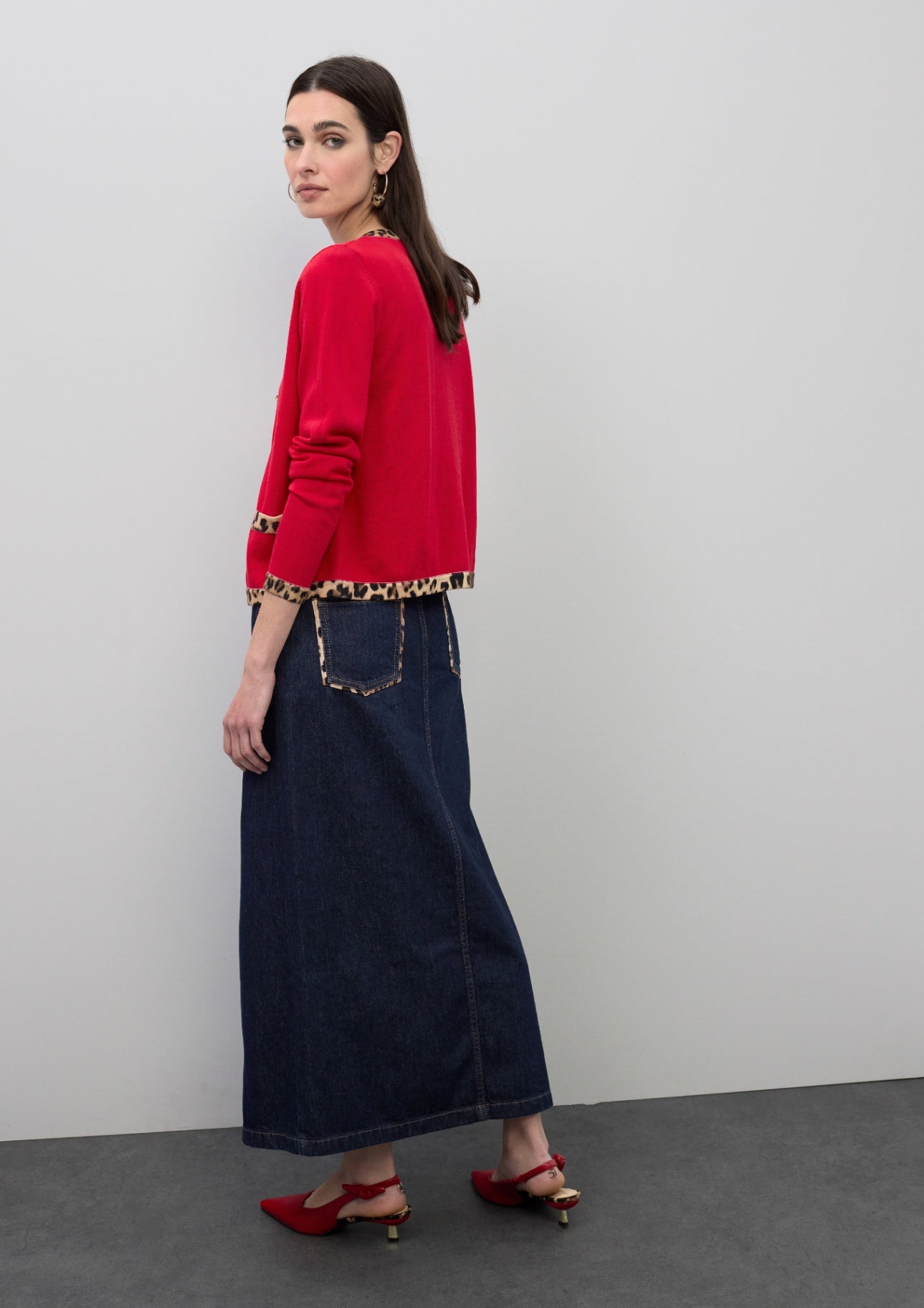 Lola Casademunt Contrast Animal Print Cardigan