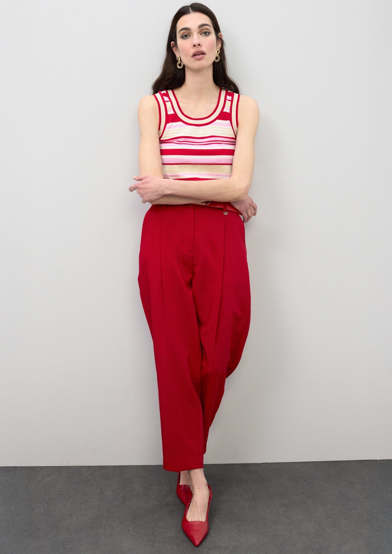 Lola Casademunt Tricolor Striped Knit Top