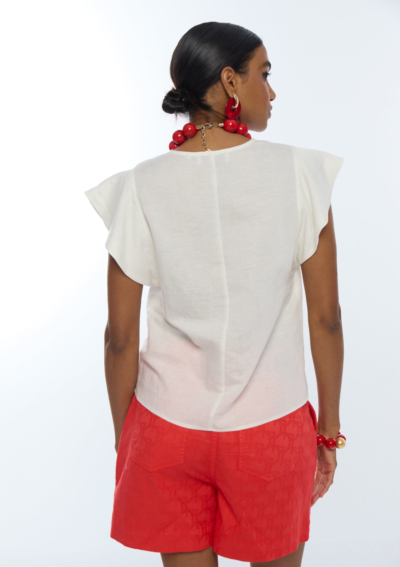 Lola Casademunt Short Sleeve Ruffle Blouse