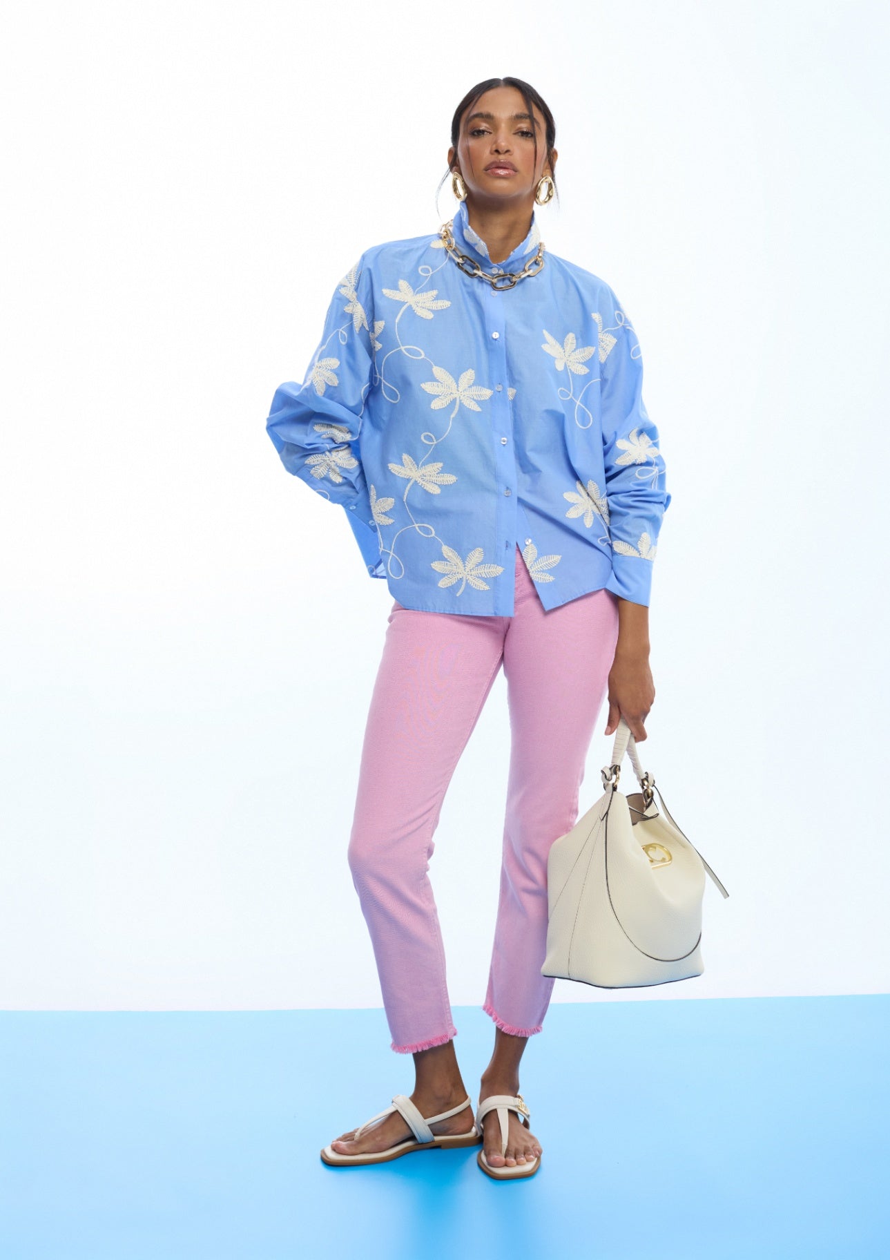 Lola Casademunt Cotton Floral Embroidered Shirt