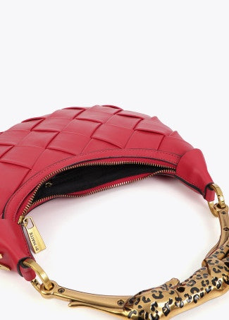 Lola Casademunt Braided Half Moon Bag Leopard Handle