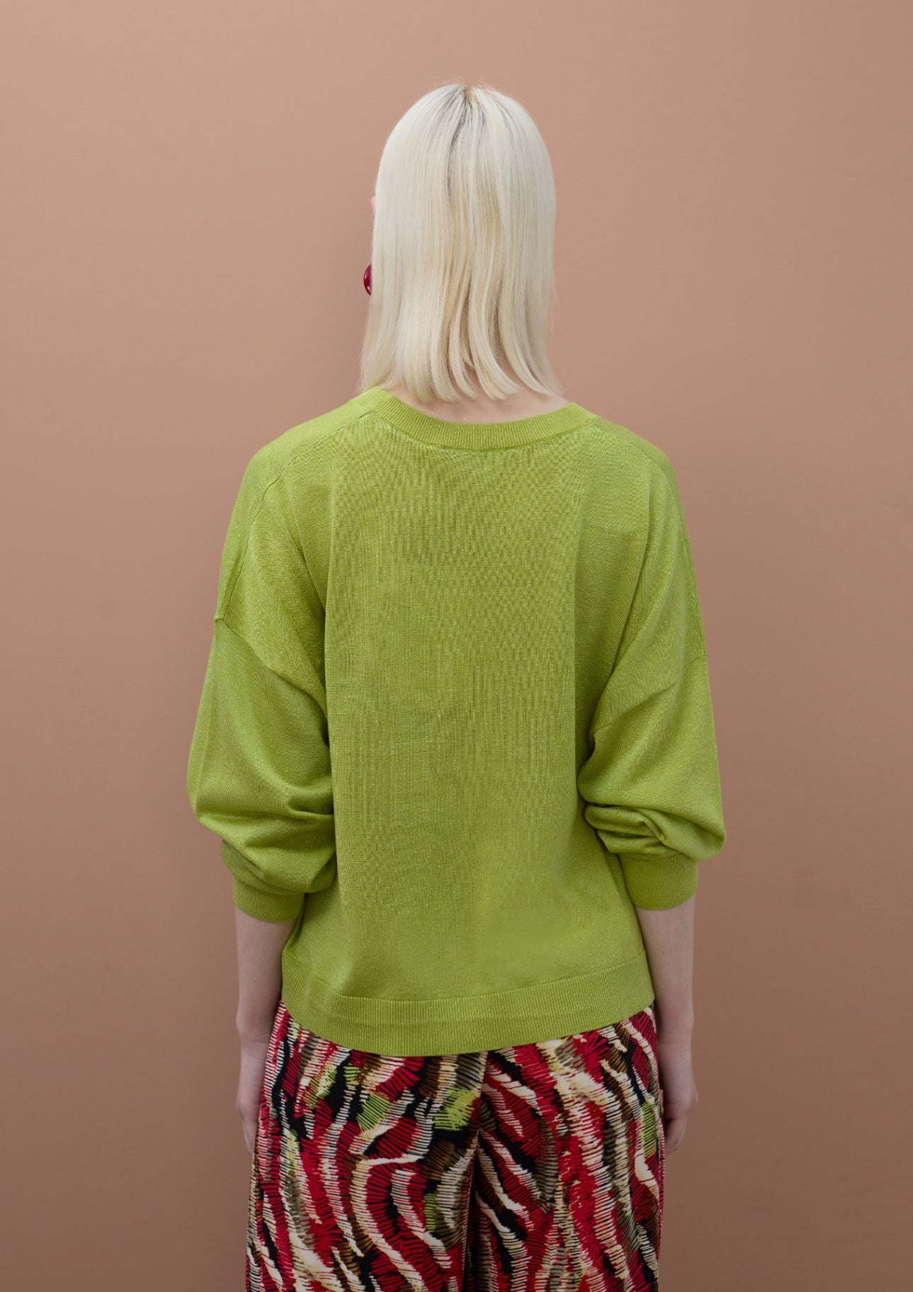 Lola Casademunt V-Ausschnitt-Lurex-Pullover - Pistazie