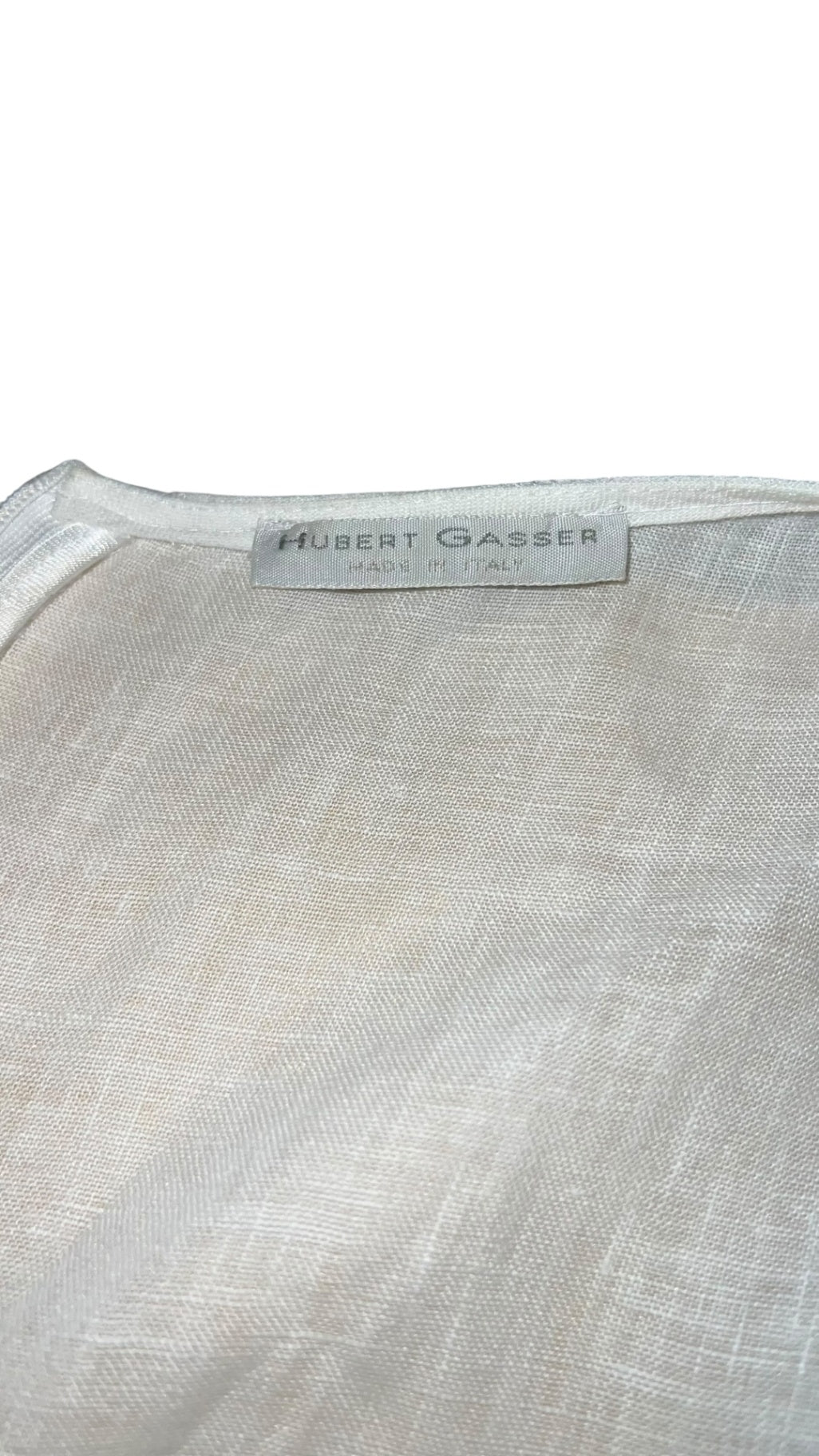 Pre-Loved Hubert Gasser Leinenkleid, ecru/schwarz