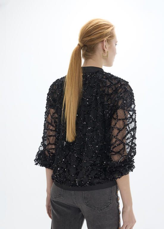 Lola Casademunt Bomberjacke Spinnennetz-Print