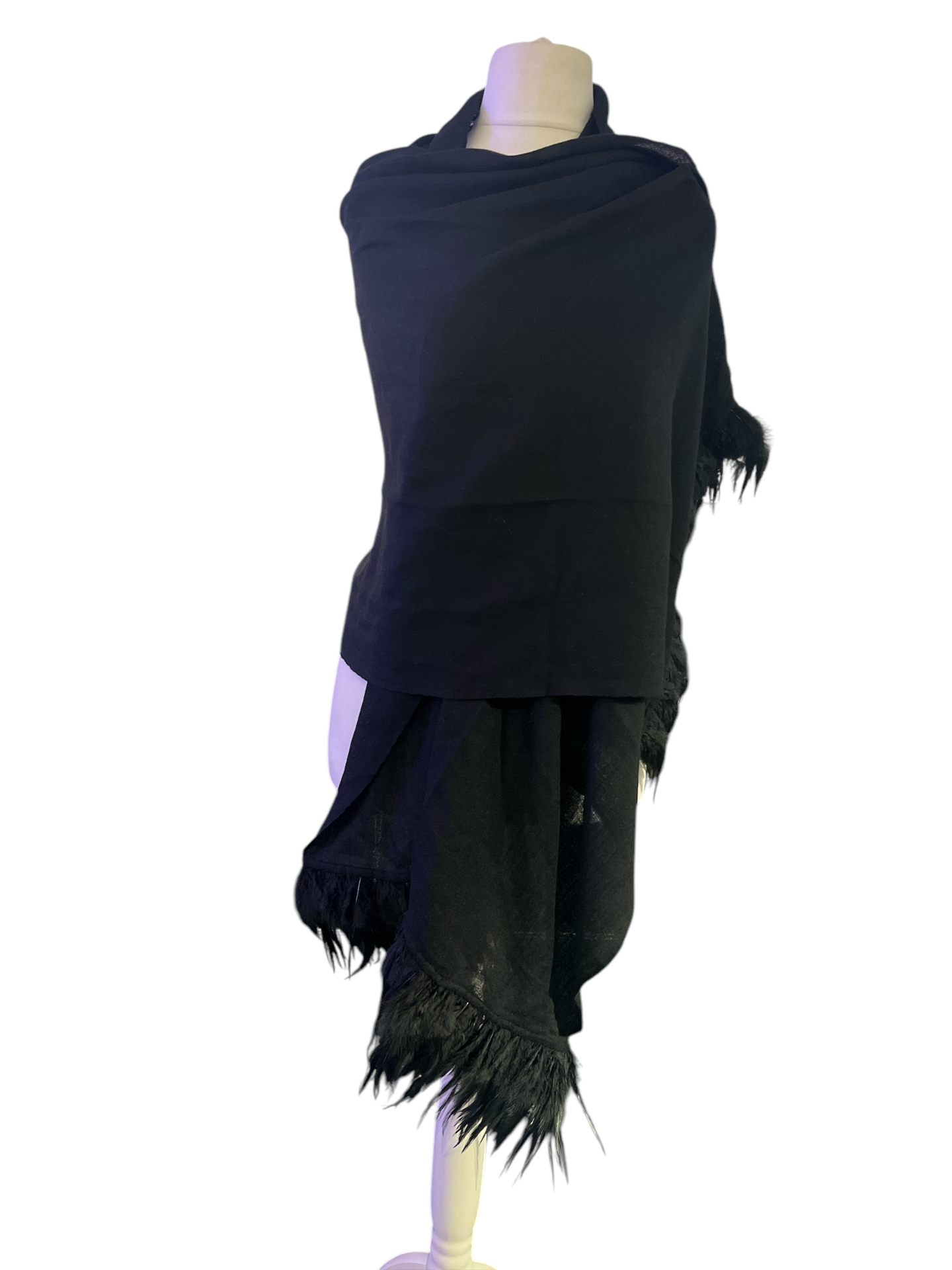 Pre-Loved Michaela Feyersinger Cashmere Schal mit Federn