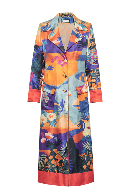 SEM PER LEI SS25 Satinmantel mit Blumenprint