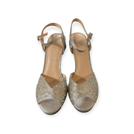 Menbur Silber-Sandale mit 12 cm Absatz