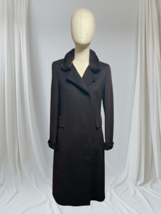 AKRIS Kaschmir Mantel mit Fellkragen