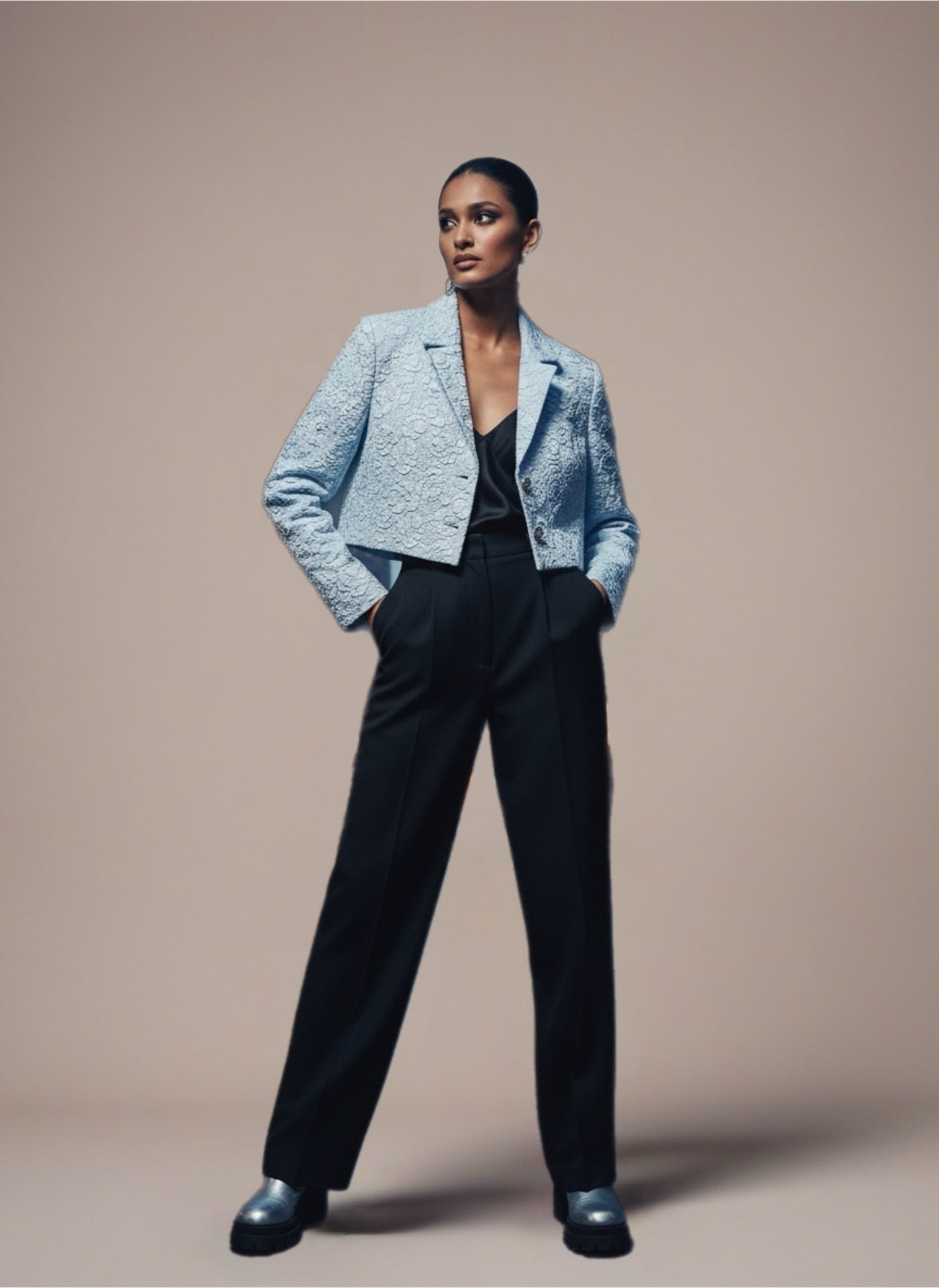 Ganni Jacquard Cropped Blazer