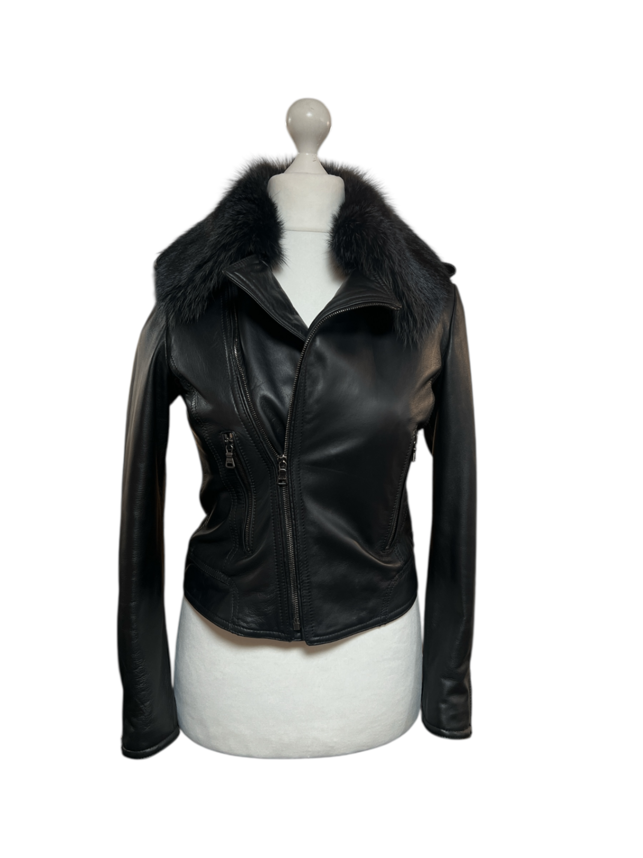 Pre-Loved ETRO Lederjacke mit Fellkragen