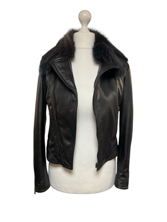 ETRO Lederjacke mit Fellkragen