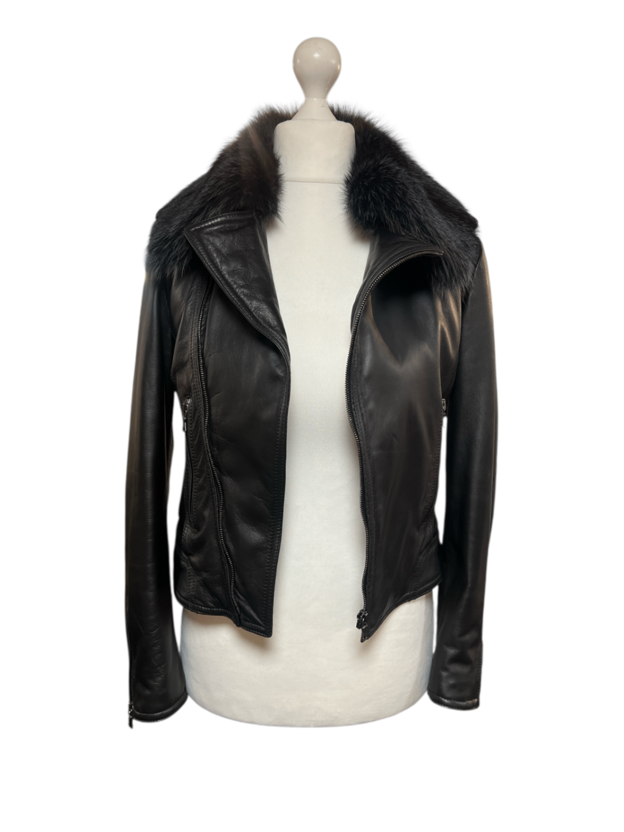 Pre-Loved ETRO Lederjacke mit Fellkragen