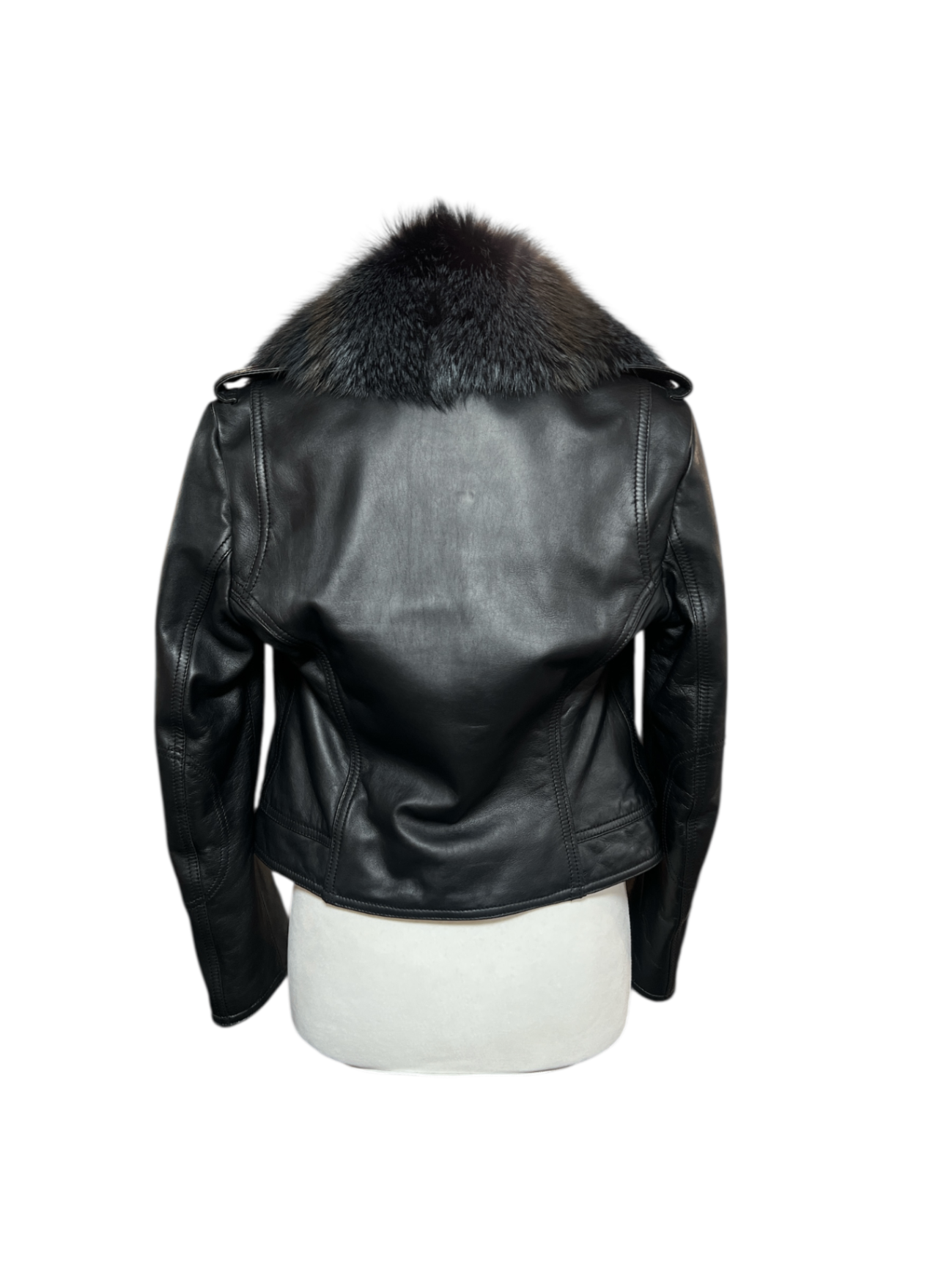 Pre-Loved ETRO Lederjacke mit Fellkragen