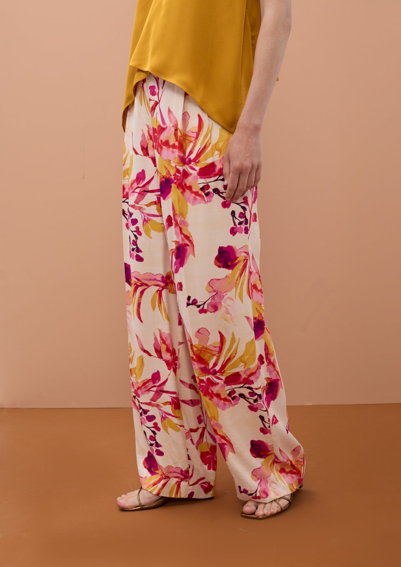 Lola Casademunt Satin Printed Wideleg Pants