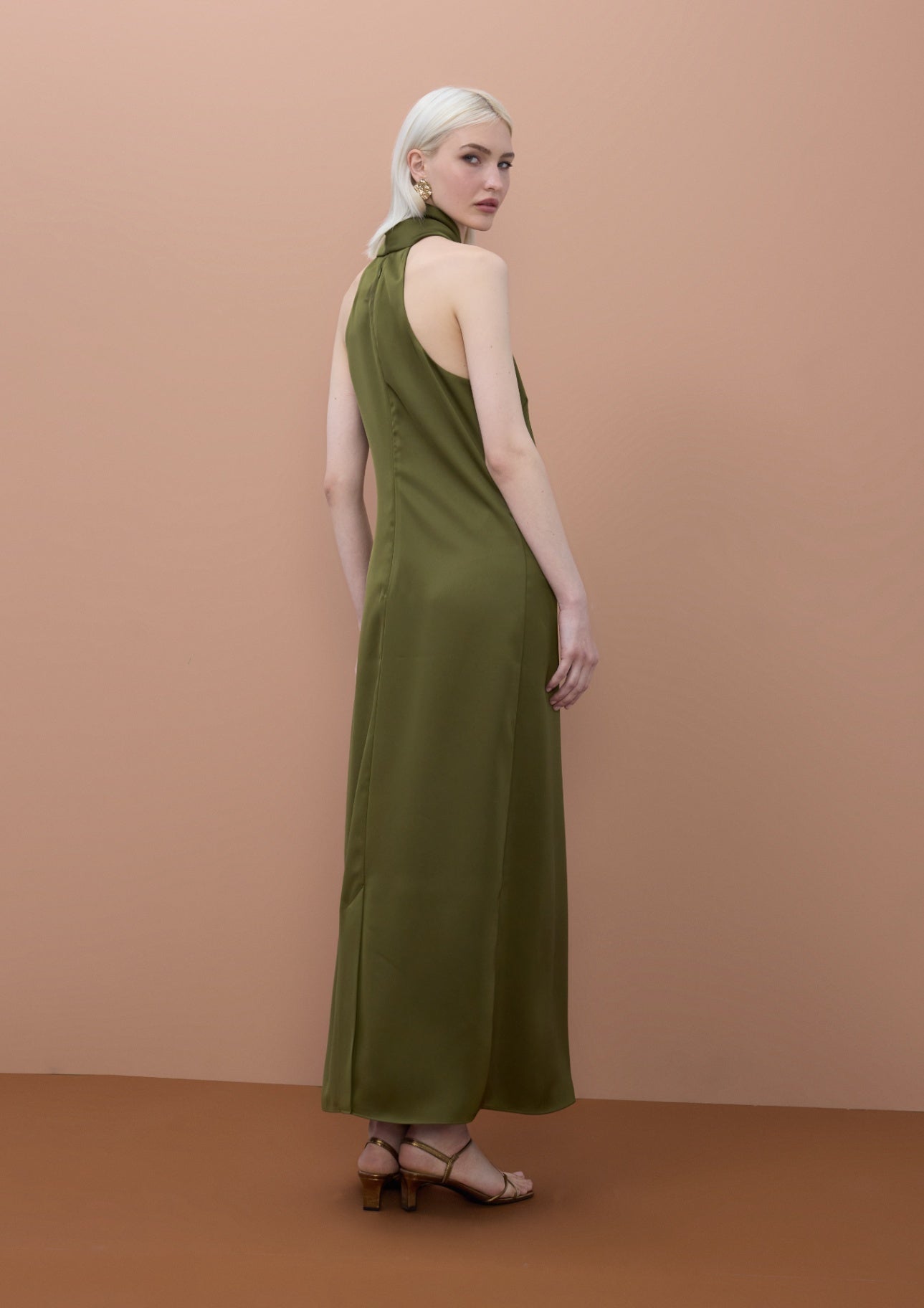 Lola Casademunt Satin Halter Neck Dress