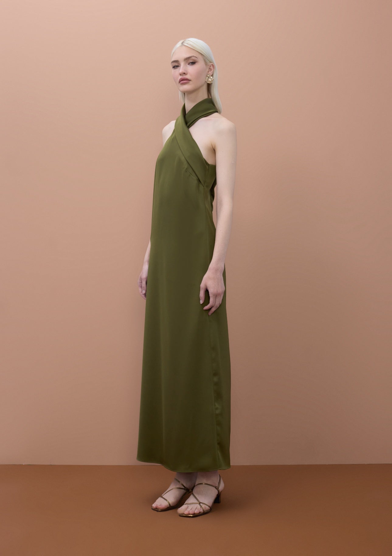 Lola Casademunt Satin Halter Neck Dress
