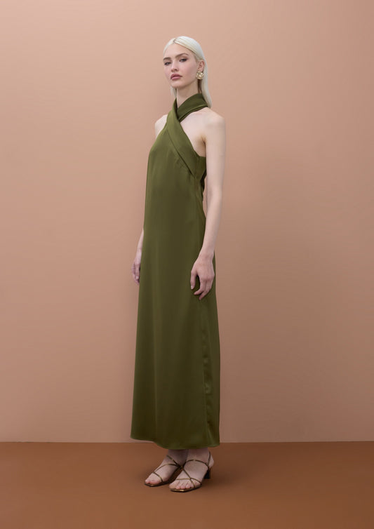 Lola Casademunt Satin Halter Neck Dress