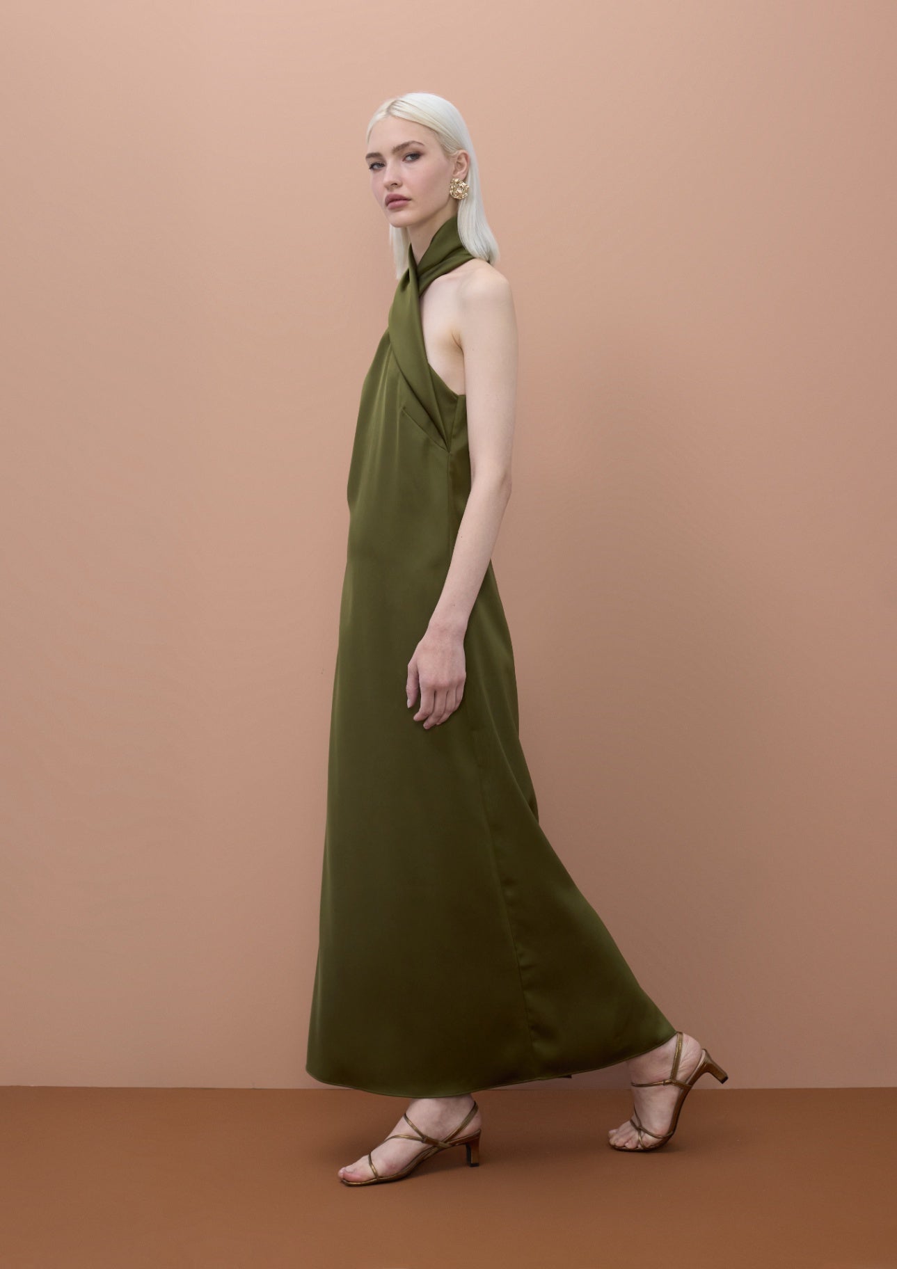 Lola Casademunt Satin Halter Neck Dress