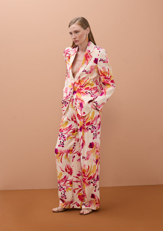 Lola Casademunt Satin Printed Wideleg Pants