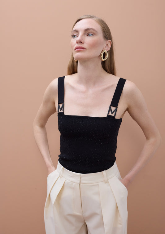 Lola Casademunt Strap Top with Strass and Buckle