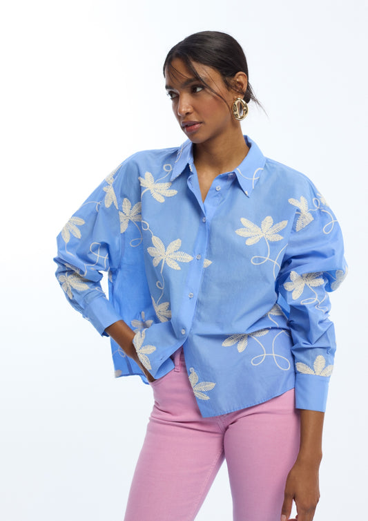 Lola Casademunt Cotton Floral Embroidered Shirt