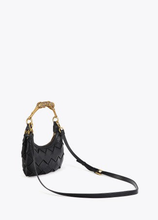 Lola Casademunt Braided Half Moon Bag Leopard Handle