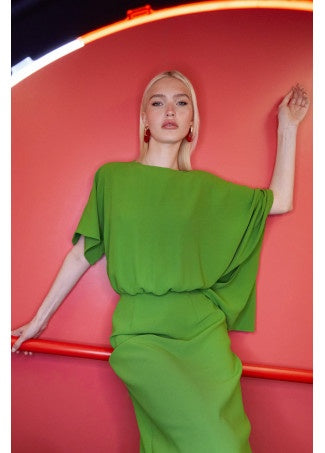 Lola Casademunt Kleid mit asymmetrischem Ärmel - Grün