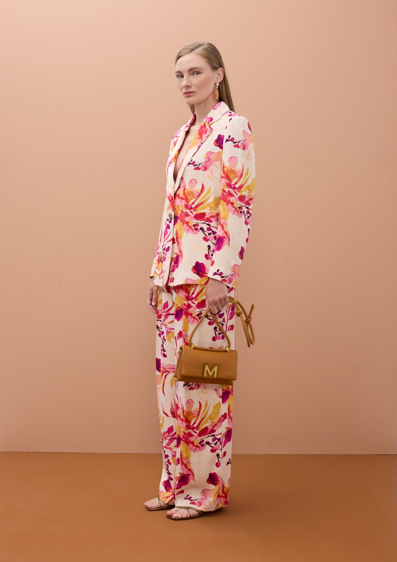 Lola Casademunt fliessender gerader Blazer mit Print - Pink-Mehrfarbig