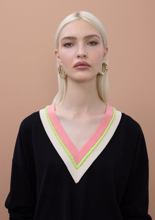 Lola Casademunt Contrast V-Neck Sweater