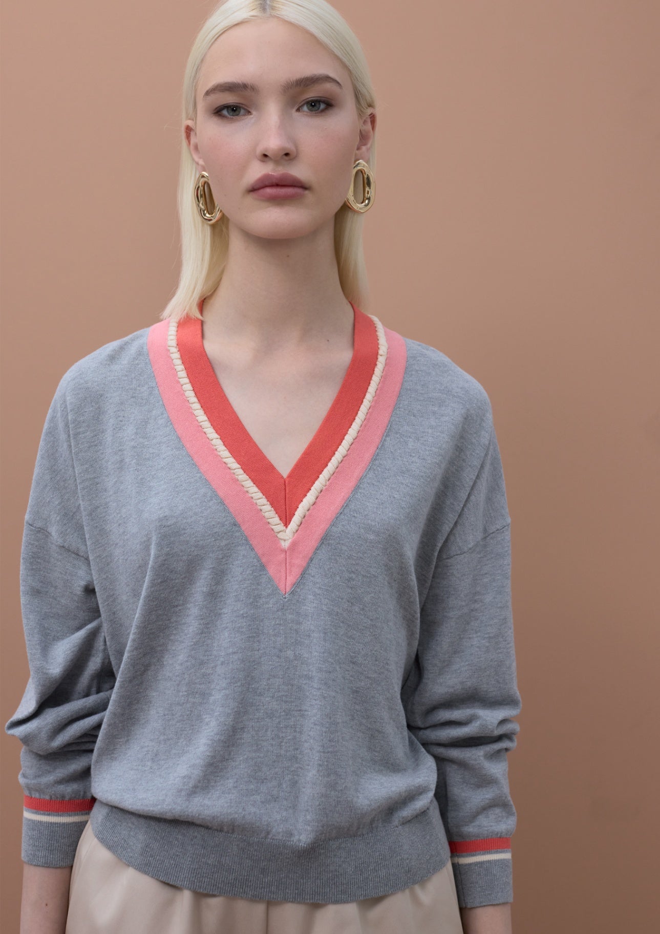Lola Casademunt Contrast V-Neck Sweater