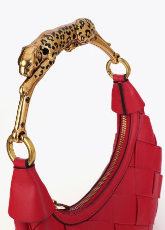 Lola Casademunt Braided Half Moon Bag Leopard Handle