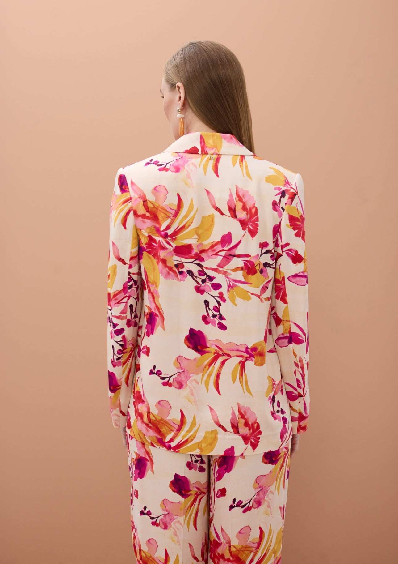 Lola Casademunt fliessender gerader Blazer mit Print - Pink-Mehrfarbig