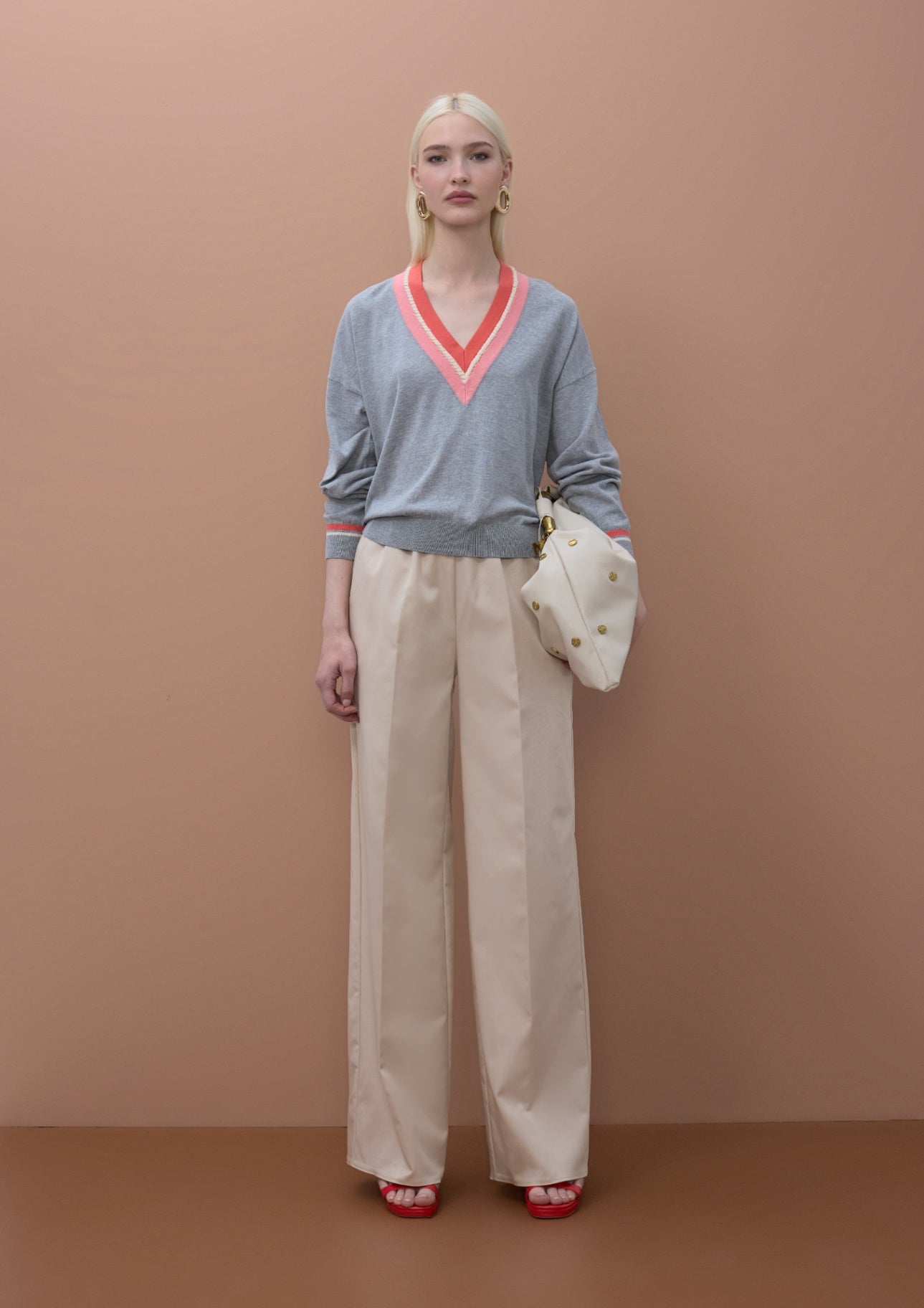 Lola Casademunt Contrast V-Neck Sweater