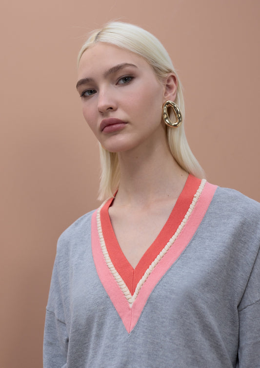 Lola Casademunt Contrast V-Neck Sweater