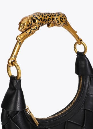 Lola Casademunt Braided Half Moon Bag Leopard Handle