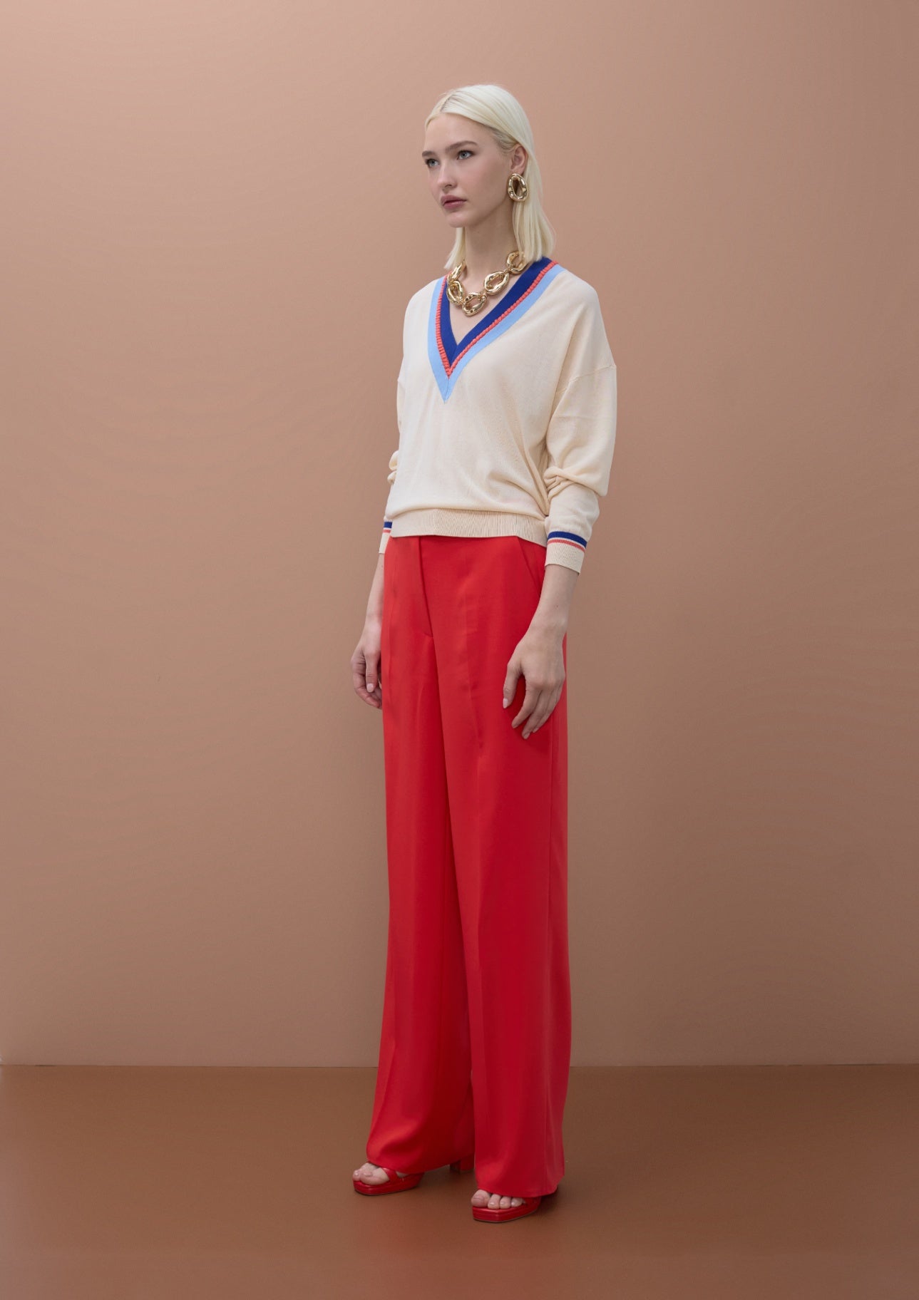Lola Casademunt Contrast V-Neck Sweater