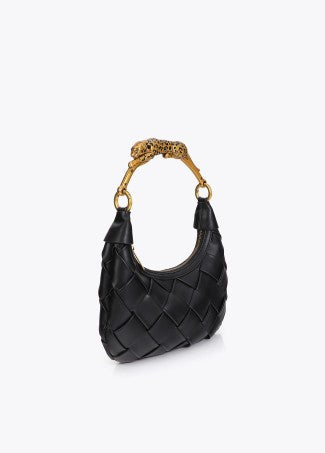Lola Casademunt Braided Half Moon Bag Leopard Handle
