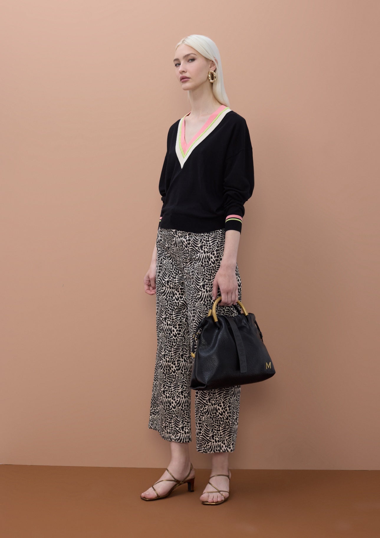 Lola Casademunt Contrast V-Neck Sweater