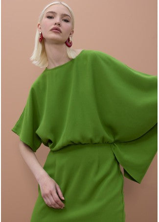 Lola Casademunt Kleid mit asymmetrischem Ärmel - Grün