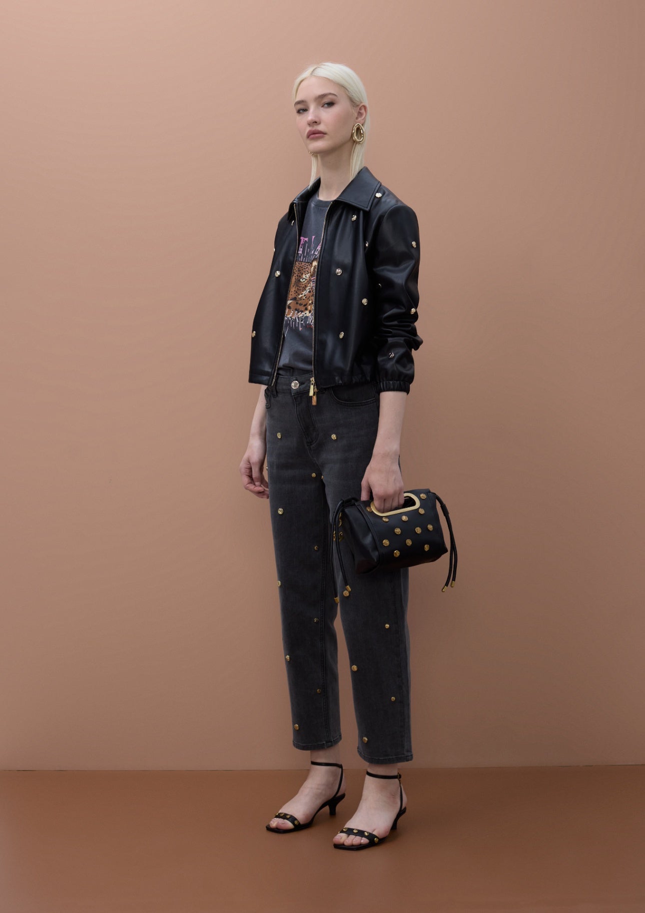 Lola Casademunt Studded Faux Leather Jacket