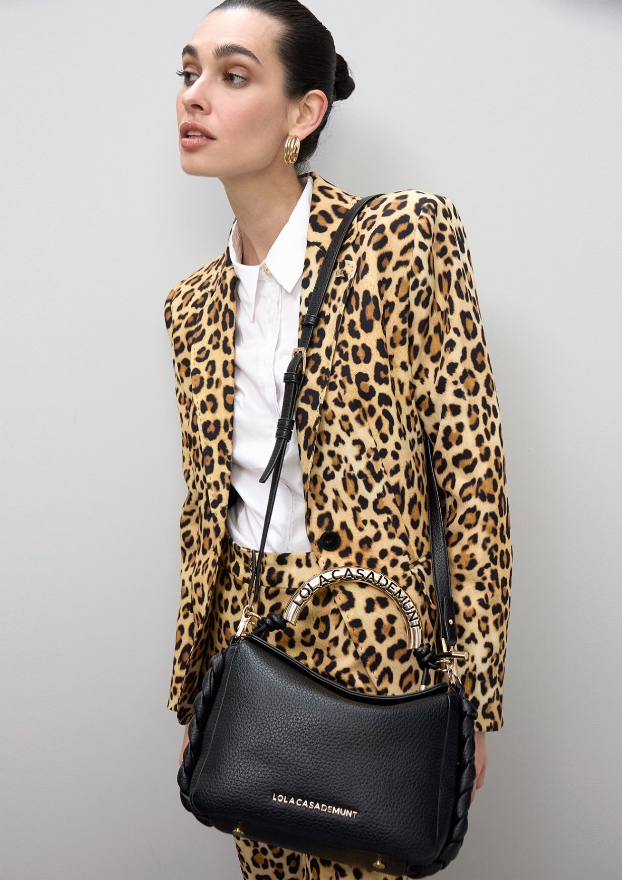 Lola Casademunt Crossbody Bag with Perforated Metal Handle
