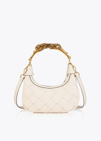 Lola Casademunt Braided Half Moon Bag Leopard Handle