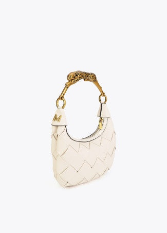 Lola Casademunt Braided Half Moon Bag Leopard Handle