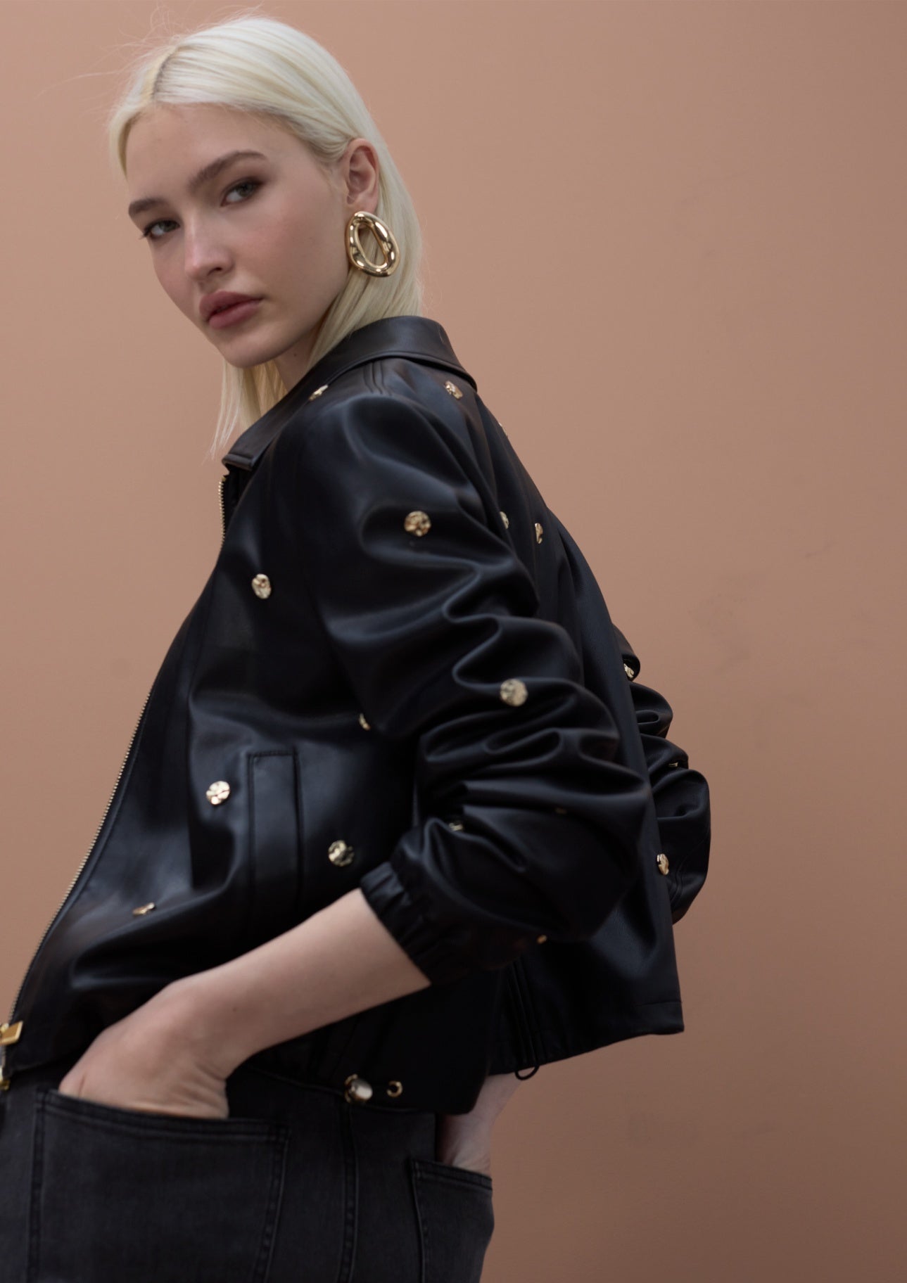 Lola Casademunt Studded Faux Leather Jacket