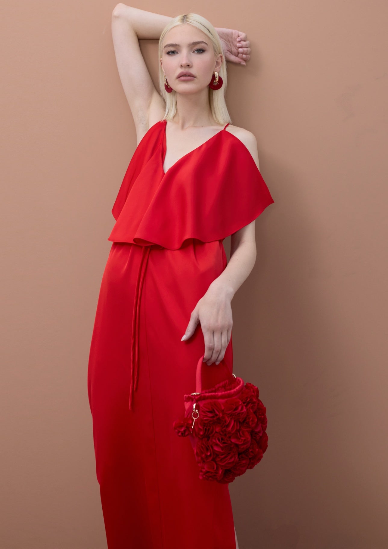 Lola Casademunt V-Ausschnitt-Kleid mit Rüschen - Rot