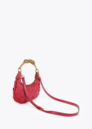 Lola Casademunt Braided Half Moon Bag Leopard Handle