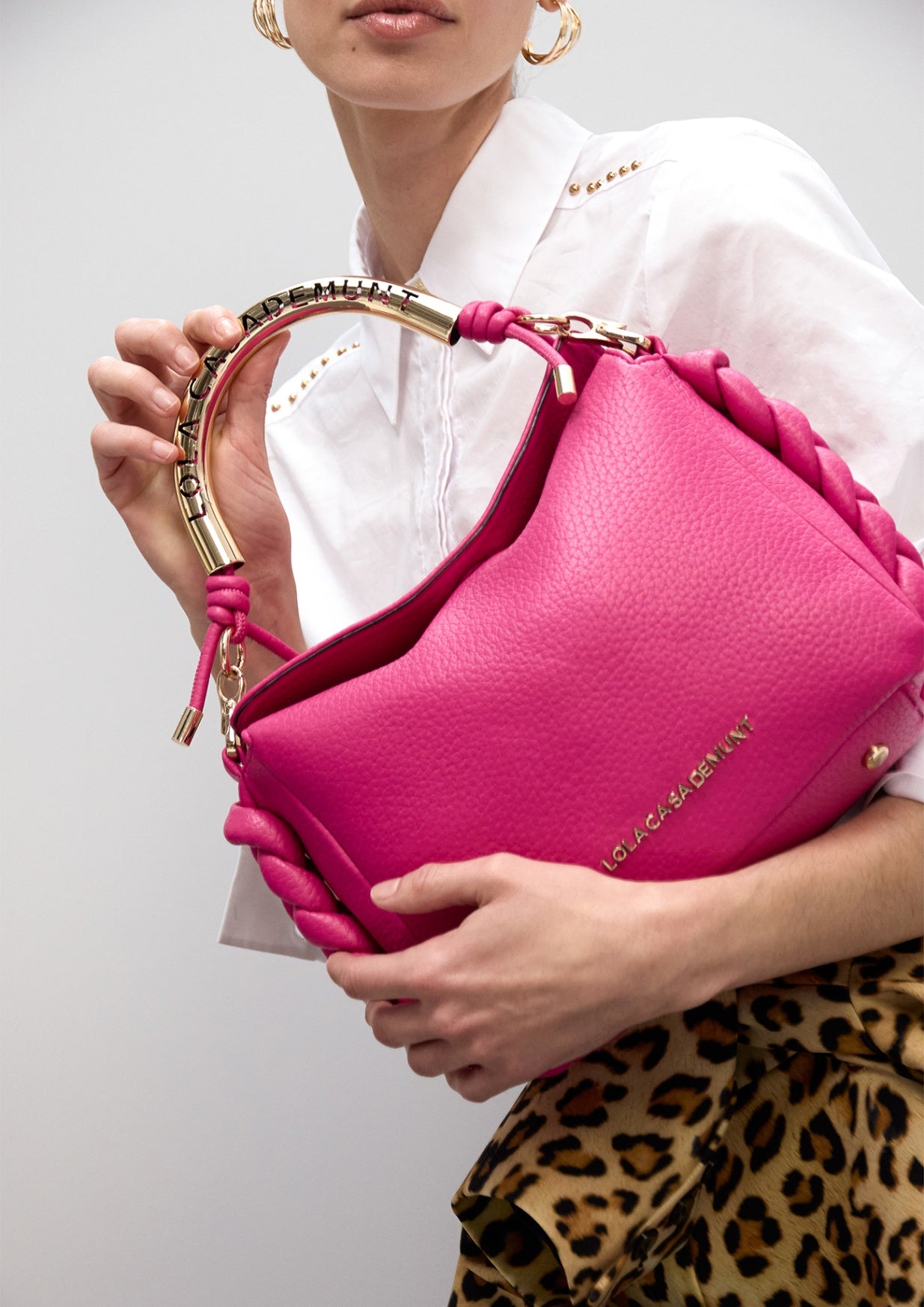 Lola Casademunt Crossbody Bag with Perforated Metal Handle