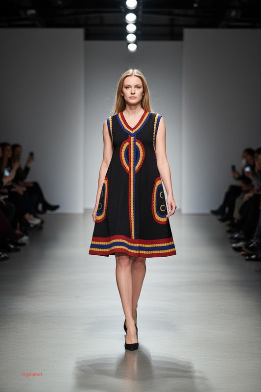 Pre-Loved Alaia Kleid mit grafischem Crochet-Muster